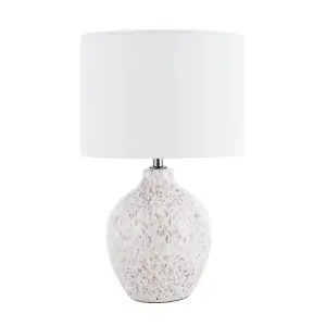 Taupe and Cream Gloss Snowflake Design Ceramic Table Lamp Base with Clear Cable