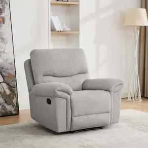 Fosse Manual Recliner Fabric Modern Living Chair Light Grey