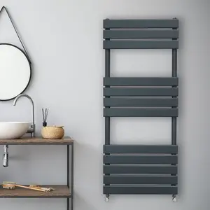 Flat Panel Towel Radiator - 1200mm x 450mm - Anthracite Grey