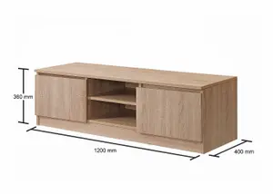 Modern TV Unit 120cm Media Cabinet 2 Doors + Shelf Sonoma Oak