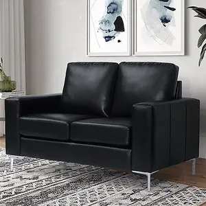 Baltic Faux Leather 2 Seater Sofa In Black