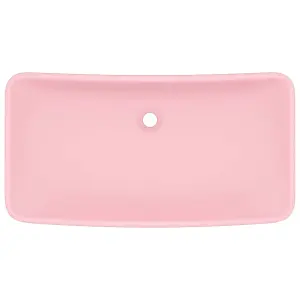 Berkfield Luxury Basin Rectangular Matt Pink 71x38 cm Ceramic