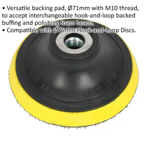 75mm Hook and Loop Backing Pad for Angle Grinder - M10 Threaded Polishing Disc