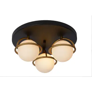 Lucide Isobel Classic Flush Ceiling Light Bathroom 38cm - 3xG9 - IP44 - Black