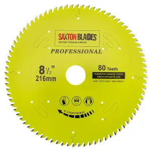 Saxton TCT21680TPRO Professional Range TCT Circular Blade 216mm x 80 Teeth x 20mm bore 16, 20, 25mm Ring