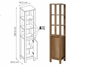 Bathroom Furniture Set: Freestanding 800 Vanity Sink Cabinet with Tallboy & Wall Unit Oak Effect Classic