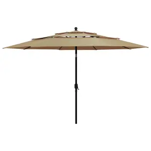 Berkfield 3-Tier Parasol with Aluminium Pole Taupe 3.5 m