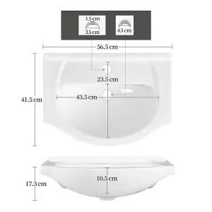 Yaheetech White Freestanding Bathroom Vanity Cabinet with Ceramic Basin Set