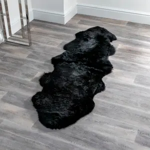 Luxurious Double Black Sheepskin Rug