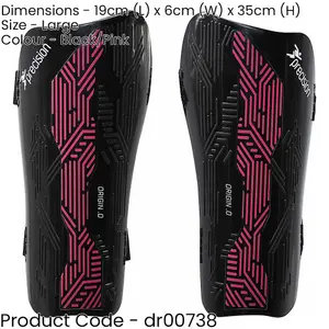 L - Football Shin Pad Guards - BLACK/PINK - High Impact Wrap Around Leg Cover