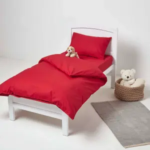 Homescapes Red Cotton Cot Bed Fitted Sheets 200 Thread Count, 2 Pack