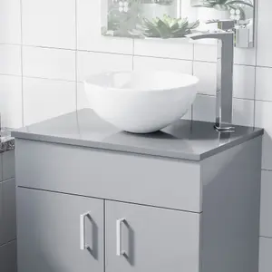 Nes Home 605mm Gloss Grey MDF Bathroom Worktop For Vanity Cabinet