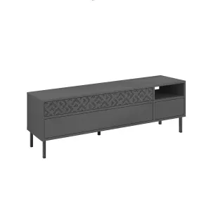 Decortie Heaton Modern Multimedia Unit with Storage TV Cabinet 60" Anthracite Grey 145cm