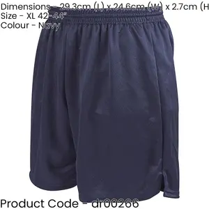 XL - NAVY Adult Soft Touch Elasticated Training Shorts Bottoms - Football Gym