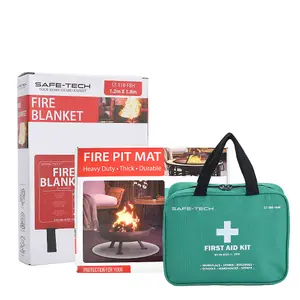 Essential Fire Safety Kit, Large, Fire Blanket, Fire Pit Mat, First Aid Kit