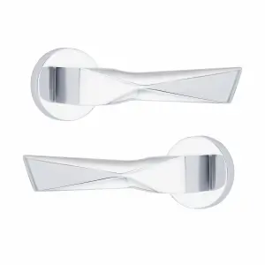 1 Set Aura Design Euro Lock Complete Door Handle Set 70mm Barrell Key Polished Chrome Finish