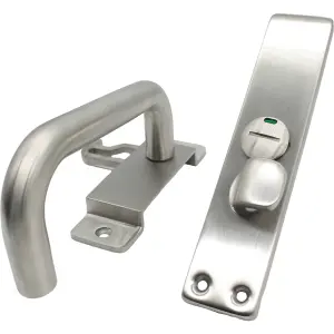 EAI - Disabled Toilet Lock Facility Indicator Bolt Bathroom Vacant Engaged Washroom Cubical Bolt Set - Satin Stainless Steel