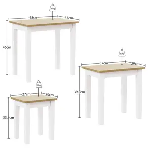 Analynn 3 Piece Nest of Tables White / Oak