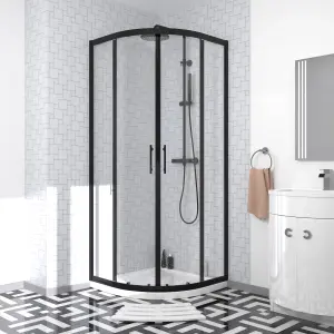 Nes Home Elton Matte Black Quadrant 800mm Shower Enclosure & Left Hand Vanity Combination Unit