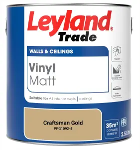 Leyland Trade Vinyl Matt Walls & Ceilings Emulsion Paint Craftsman Gold (PPG1092-4) 2.5L