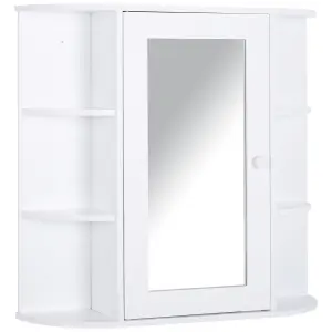 HOMCOM Wall Mounted Bathroom Cabinet w/ Mirror Single Door Storage Shelves