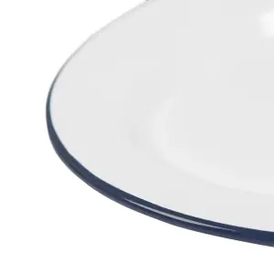 Argon Tableware White Enamel Serving Platters - 30.5cm x 22.5cm - Blue - Pack of 3