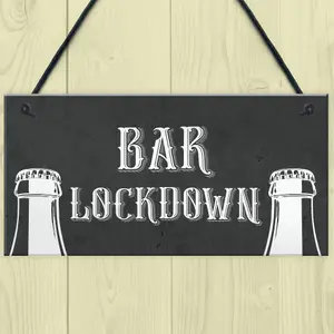 Red Ocean Novelty Lockdown Bar Sign Funny Home Bar Decor Sign Man Cave Garden Signs