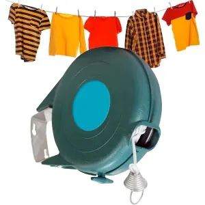 12m Retractable Reel Washing Line Outdoor Wall Mounted Extendable Clothes Line