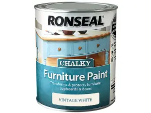 Ronseal 37482 Chalky Furniture Paint Vintage White 750ml RSLCFPVW750