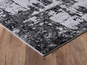 Serenity Modern Abstract Lines Contemporary Area Rugs Black 80x150 cm