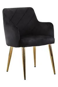 Black Angular Dining Chair,Versatile Gold Finish Kitchen Chair, Decorative Chair,Accent Chair, Patio Chair