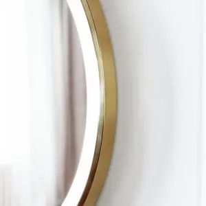 Nes Home Touch Sensor Bathroom LED Mirror Demister 600mm Brushed Brass