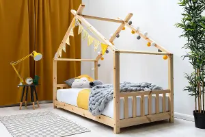 Kids Canopy House Bed Frame Solid Pine - Single 3ft