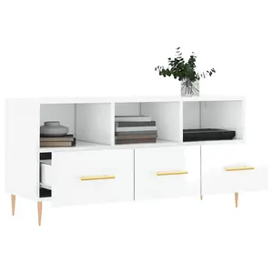 Berkfield TV Cabinet High Gloss White 102x36x50 cm Engineered Wood