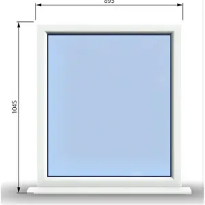 895mm (W) x 1045mm (H) PVCu StormProof Window - 1 Non Opening Window - Toughened Safety Glass - White