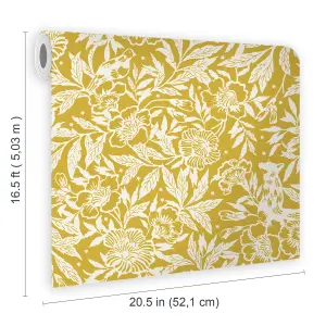 Joules Yellow Ditsy floral Smooth Wallpaper Sample