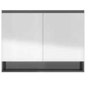 Berkfield Bathroom Mirror Cabinet 80x15x60 cm MDF Shining Grey