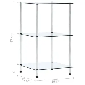 Berkfield 3-Tier Shelf Transparent 40x40x67 cm Tempered Glass