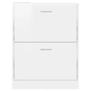 Berkfield Shoe Cabinet High Gloss White 59x17x81 cm Engineered Wood