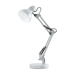 ValueLights Monda Retro Designer Style Adjustable Grey Metal Bedside Desk Table Lamp - Includes 4w LED Golfball Bulb 3000K