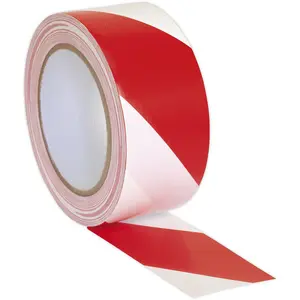 High-Visibility 50mm x 33m Red and White Adhesive Warning Tape for Safety Marking