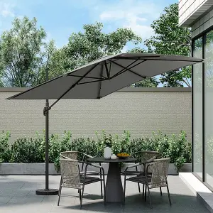 2.5M Dark Grey Rotatable Crank Tilt Garden Roman Umbrella Cantilever Parasol with Fillable Base