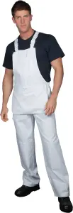 Shield Trade White Bib & Brace - Extra Large - 44-46 Waist/31 Leg, Cushioned Knees, Elasticated Waist, Large Pouch, 100% Cotton