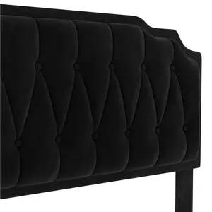 Upholstered Bed Frame with with Button-Tufted Headboard Black / Double