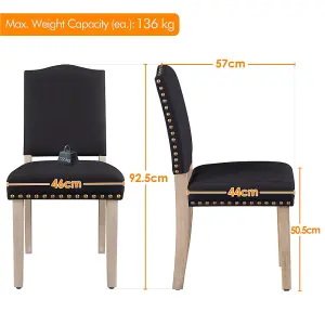 Yaheetech Set of 2 Upholstered Dining Chair with Nailhead Trim Black