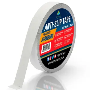 Non Slip Tape Roll Pro Standard Grade -Indoor/Outdoor Use by Slips Away -White 25mm x 18m