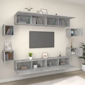 Berkfield 8 Piece TV Cabinet Set Grey Sonoma Engineered Wood