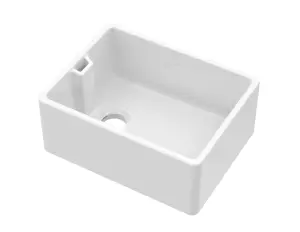 Fireclay Single Bowl Belfast Kitchen Sink with Overflow, No Tap Hole, 595mm