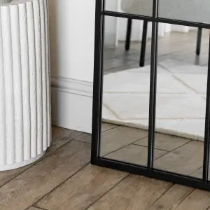 Jobu home - Tomi - Full Length Black Metal Arched Lattice Window Mirror - 180cm x 90cm