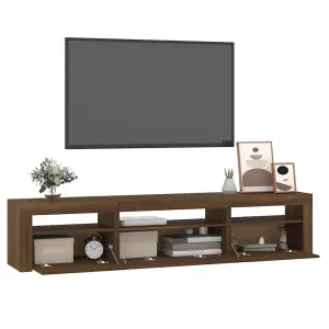 Berkfield TV Cabinet with LED Lights Brown Oak 195x35x40 cm